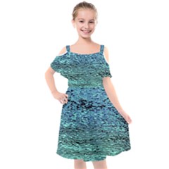 Blue Waves Flow Series 3 Kids  Cut Out Shoulders Chiffon Dress by DimitriosArt