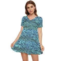 Blue Waves Flow Series 3 Tiered Short Sleeve Babydoll Dress by DimitriosArt