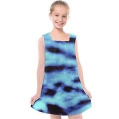 Blue Waves Flow Series 4 Kids  Cross Back Dress