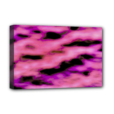 Pink  Waves Flow Series 2 Deluxe Canvas 18  X 12  (stretched) by DimitriosArt