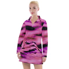 Pink  Waves Flow Series 2 Women s Long Sleeve Casual Dress by DimitriosArt