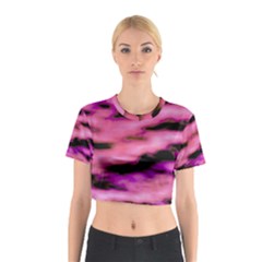 Pink  Waves Flow Series 2 Cotton Crop Top by DimitriosArt