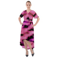 Pink  Waves Flow Series 2 Front Wrap High Low Dress by DimitriosArt