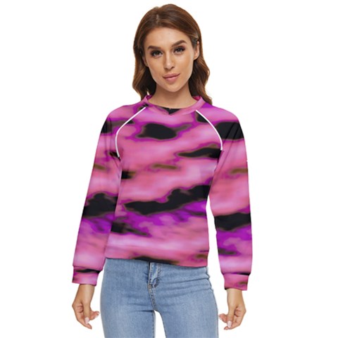 Pink  Waves Flow Series 2 Women s Long Sleeve Raglan Tee by DimitriosArt