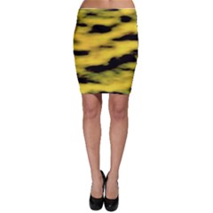 Yellow Waves Flow Series 1 Bodycon Skirt by DimitriosArt