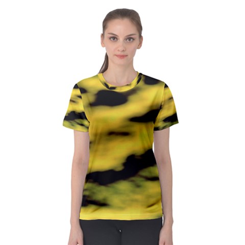 Yellow Waves Flow Series 1 Women s Sport Mesh Tee by DimitriosArt