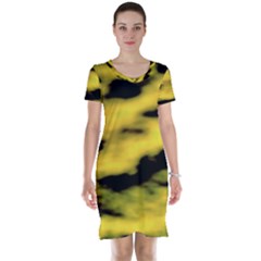Yellow Waves Flow Series 1 Short Sleeve Nightdress by DimitriosArt