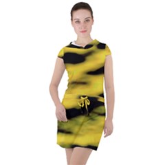 Yellow Waves Flow Series 1 Drawstring Hooded Dress by DimitriosArt