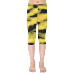 Yellow Waves Flow Series 1 Kids  Capri Leggings 