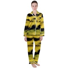 Yellow Waves Flow Series 1 Satin Long Sleeve Pajamas Set by DimitriosArt