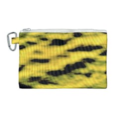 Yellow Waves Flow Series 1 Canvas Cosmetic Bag (large) by DimitriosArt
