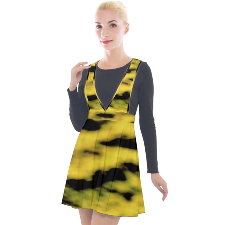 Yellow Waves Flow Series 1 Plunge Pinafore Velour Dress