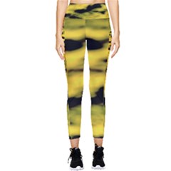 Yellow Waves Flow Series 1 Pocket Leggings  by DimitriosArt