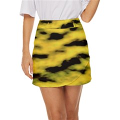 Yellow Waves Flow Series 1 Mini Front Wrap Skirt by DimitriosArt
