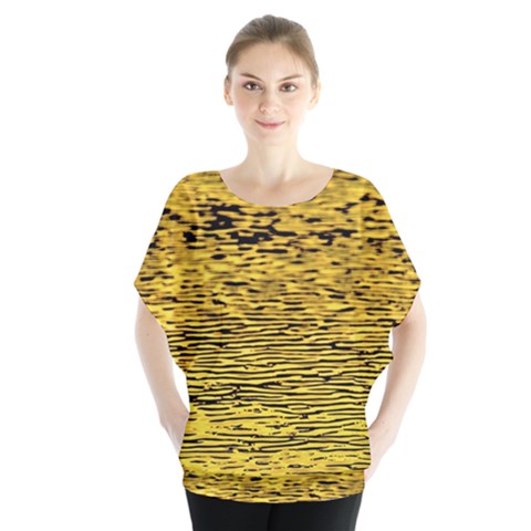 Yellow Waves Flow Series 2 Batwing Chiffon Blouse by DimitriosArt