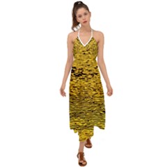 Yellow Waves Flow Series 2 Halter Tie Back Dress  by DimitriosArt