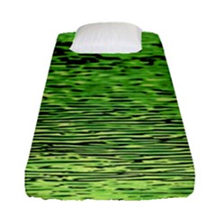 Green Waves Flow Series 2 Fitted Sheet (single Size) by DimitriosArt