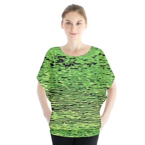 Green Waves Flow Series 2 Batwing Chiffon Blouse by DimitriosArt