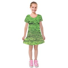 Green Waves Flow Series 2 Kids  Short Sleeve Velvet Dress by DimitriosArt