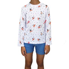 Cute Faces Of Snowmen Kids  Long Sleeve Swimwear by SychEva