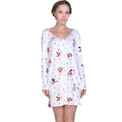 Cute Faces Of Snowmen Long Sleeve Nightdress by SychEva