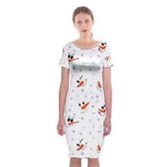 Cute Faces Of Snowmen Classic Short Sleeve Midi Dress by SychEva