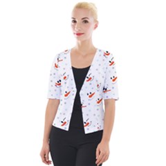 Cute Faces Of Snowmen Cropped Button Cardigan by SychEva