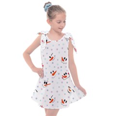 Cute Faces Of Snowmen Kids  Tie Up Tunic Dress by SychEva