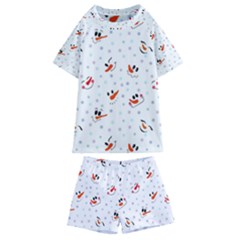 Cute Faces Of Snowmen Kids  Swim Tee And Shorts Set by SychEva