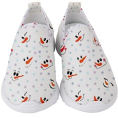 Cute Faces Of Snowmen Kids  Slip On Sneakers by SychEva