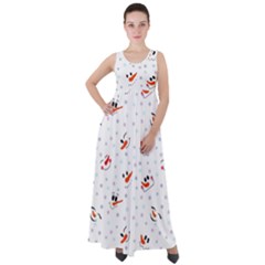 Cute Faces Of Snowmen Empire Waist Velour Maxi Dress by SychEva