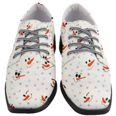 Cute Faces Of Snowmen Women Heeled Oxford Shoes by SychEva