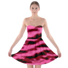 Pink  Waves Flow Series 3 Strapless Bra Top Dress by DimitriosArt