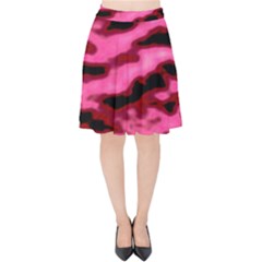 Pink  Waves Flow Series 3 Velvet High Waist Skirt by DimitriosArt