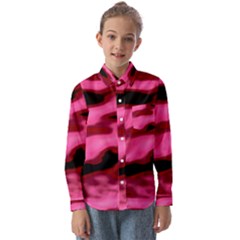 Pink  Waves Flow Series 3 Kids  Long Sleeve Shirt by DimitriosArt