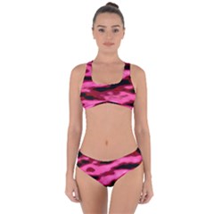 Pink  Waves Flow Series 3 Criss Cross Bikini Set by DimitriosArt