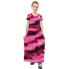 Pink  Waves Flow Series 3 Kids  Short Sleeve Maxi Dress by DimitriosArt