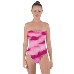 Pink  Waves Flow Series 4 Tie Back One Piece Swimsuit by DimitriosArt