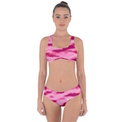 Pink  Waves Flow Series 4 Criss Cross Bikini Set by DimitriosArt