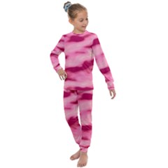 Pink  Waves Flow Series 4 Kids  Long Sleeve Set  by DimitriosArt
