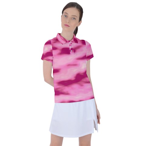 Pink  Waves Flow Series 4 Women s Polo Tee by DimitriosArt