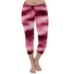 Pink  Waves Flow Series 5 Capri Winter Leggings  by DimitriosArt