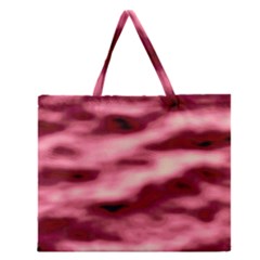 Pink  Waves Flow Series 5 Zipper Large Tote Bag by DimitriosArt