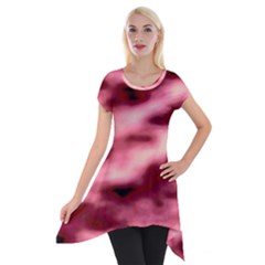 Pink  Waves Flow Series 5 Short Sleeve Side Drop Tunic by DimitriosArt