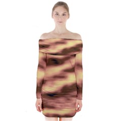 Gold Waves Flow Series 2 Long Sleeve Off Shoulder Dress by DimitriosArt