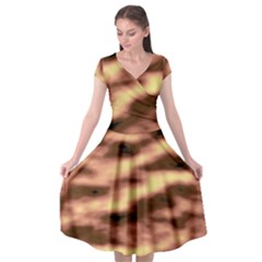 Gold Waves Flow Series 2 Cap Sleeve Wrap Front Dress by DimitriosArt