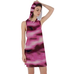 Pink  Waves Flow Series 6 Racer Back Hoodie Dress by DimitriosArt