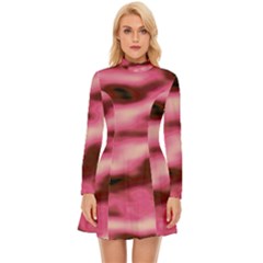 Pink  Waves Flow Series 6 Long Sleeve Velour Longline Dress by DimitriosArt