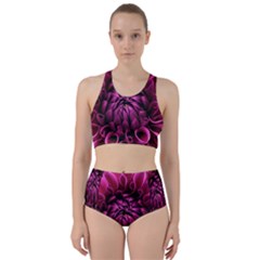 Dahlia-flower-purple-dahlia-petals Racer Back Bikini Set by Sapixe