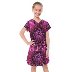 Dahlia-flower-purple-dahlia-petals Kids  Drop Waist Dress